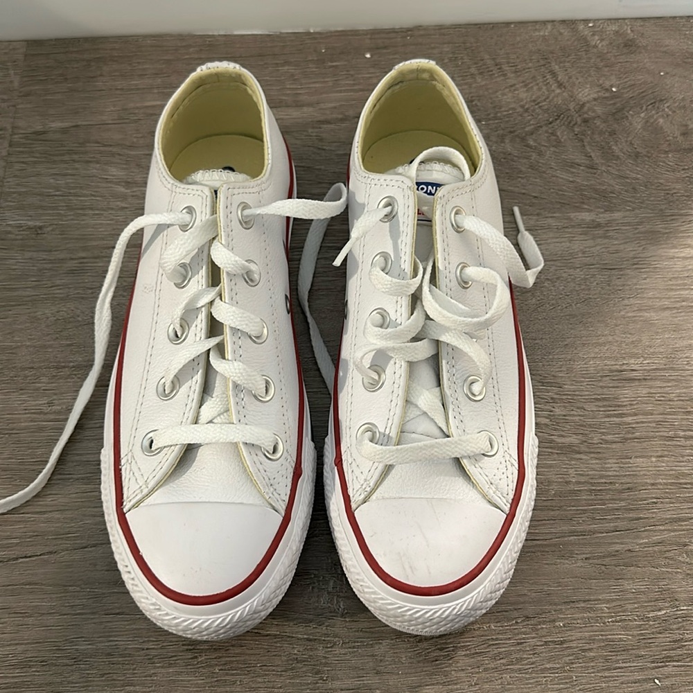 White Leather Converse All Star Chuck Taylor Low Top Sneakers